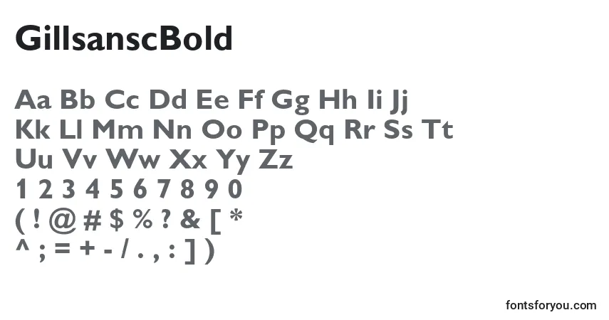 Шрифт GillsanscBold – алфавит, цифры, специальные символы