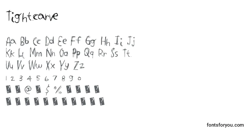 Czcionka Tightcarve – alfabet, cyfry, specjalne znaki