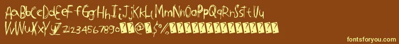 Tightcarve-Schriftart – Gelbe Schriften auf braunem Hintergrund
