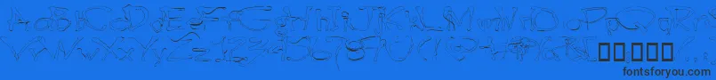 Blottooolightbeer-Schriftart – Schwarze Schriften auf blauem Hintergrund