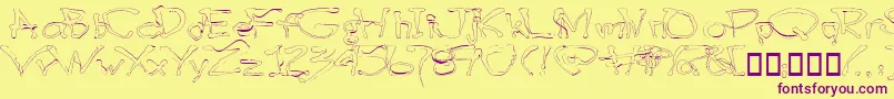 Blottooolightbeer-Schriftart – Violette Schriften auf gelbem Hintergrund