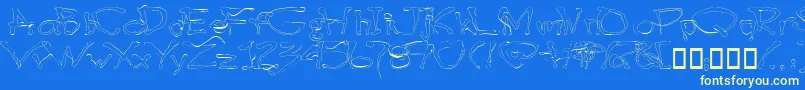 Blottooolightbeer-Schriftart – Gelbe Schriften auf blauem Hintergrund