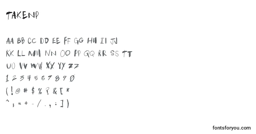 Schriftart Takenp – Alphabet, Zahlen, spezielle Symbole