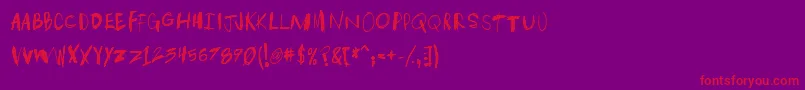 フォントTakenp – 紫の背景に赤い文字