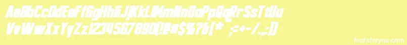 Weitere Informationen zur BayformanceBoldItalic-Schriftart BayformanceBoldItalic-Schriftart – Weiße Schriften auf gelbem Hintergrund