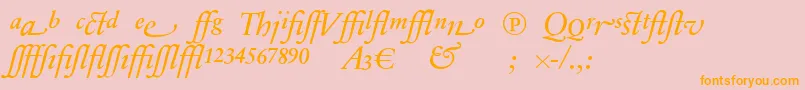 SabonnextLtItalicAlternate-Schriftart – Orangefarbene Schriften auf rosa Hintergrund