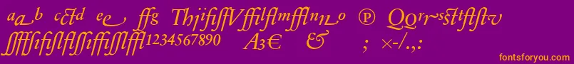 SabonnextLtItalicAlternate Font – Orange Fonts on Purple Background