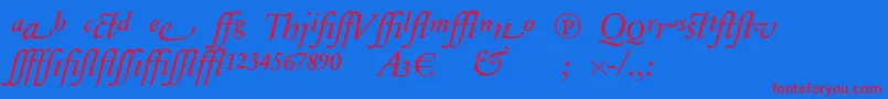 SabonnextLtItalicAlternate-Schriftart – Rote Schriften auf blauem Hintergrund