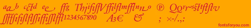 SabonnextLtItalicAlternate-Schriftart – Rote Schriften auf orangefarbenem Hintergrund