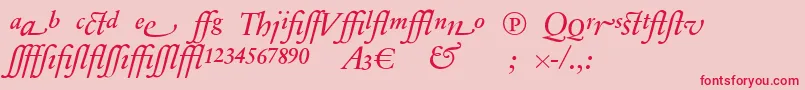 SabonnextLtItalicAlternate-Schriftart – Rote Schriften auf rosa Hintergrund