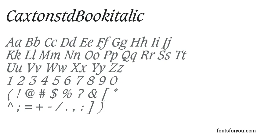 CaxtonstdBookitalicフォント–アルファベット、数字、特殊文字