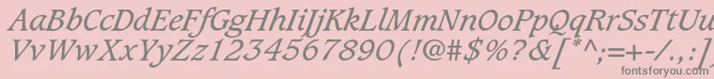 Fonte CaxtonstdBookitalic – fontes cinzas em um fundo rosa