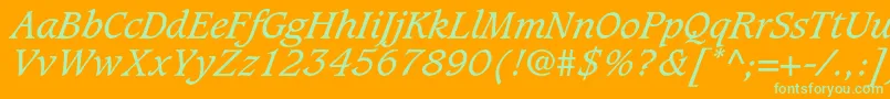 CaxtonstdBookitalic Font – Green Fonts on Orange Background