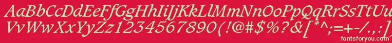 フォントCaxtonstdBookitalic – 赤い背景に緑の文字