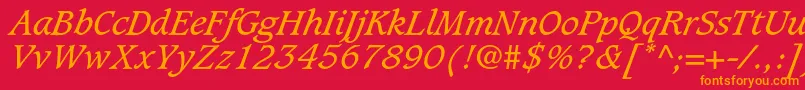 CaxtonstdBookitalic Font – Orange Fonts on Red Background