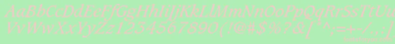 CaxtonstdBookitalic Font – Pink Fonts on Green Background