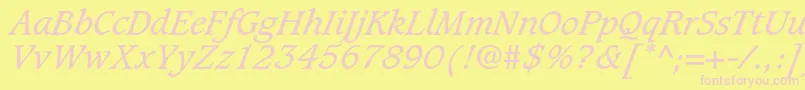 CaxtonstdBookitalic Font – Pink Fonts on Yellow Background