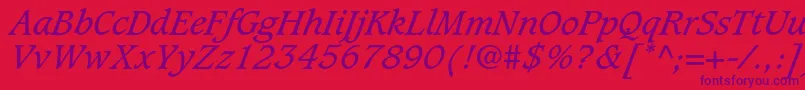 CaxtonstdBookitalic Font – Purple Fonts on Red Background