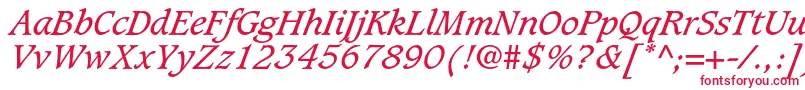 フォントCaxtonstdBookitalic – 白い背景に赤い文字