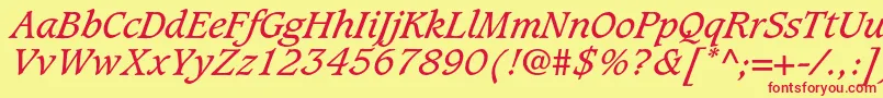 CaxtonstdBookitalic Font – Red Fonts on Yellow Background