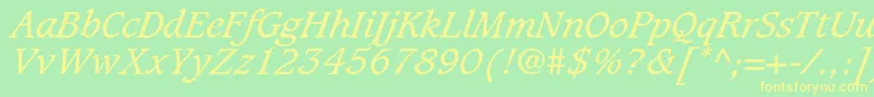 フォントCaxtonstdBookitalic – 黄色の文字が緑の背景にあります