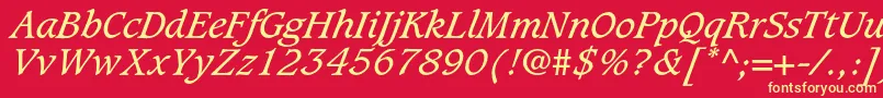 CaxtonstdBookitalic Font – Yellow Fonts on Red Background