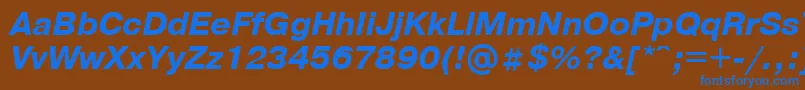Czcionka PragmaticaBolditalicCyrillic – niebieskie czcionki na brązowym tle