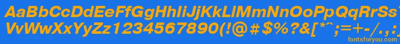 Więcej informacji o czcionce PragmaticaBolditalicCyrillic Czcionka PragmaticaBolditalicCyrillic – pomarańczowe czcionki na niebieskim tle