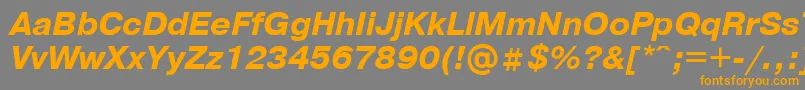 PragmaticaBolditalicCyrillic-Schriftart – Orangefarbene Schriften auf grauem Hintergrund