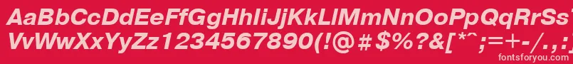 Czcionka PragmaticaBolditalicCyrillic – różowe czcionki na czerwonym tle