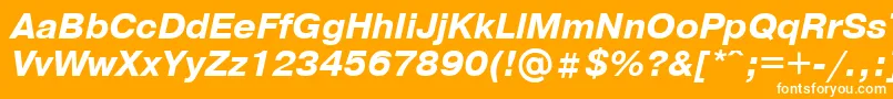 PragmaticaBolditalicCyrillic-Schriftart – Weiße Schriften auf orangefarbenem Hintergrund