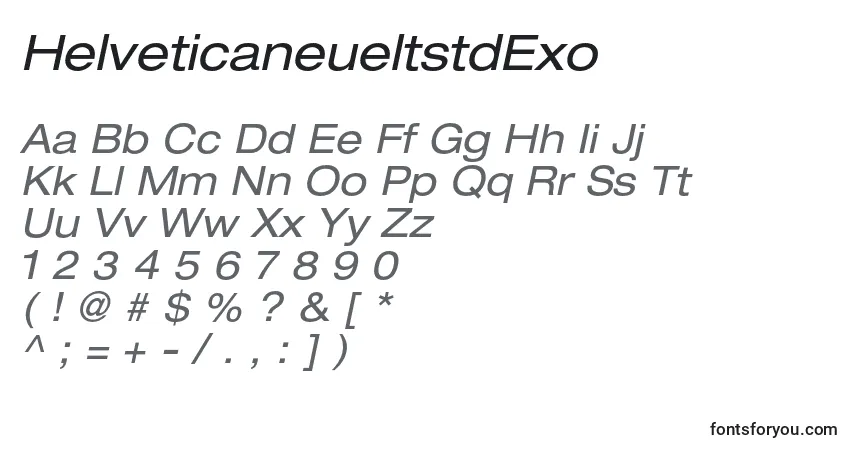 Czcionka HelveticaneueltstdExo – alfabet, cyfry, specjalne znaki