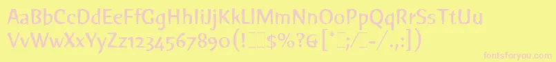 GreenLetPlain.1.0-fontti – vaaleanpunaiset fontit keltaisella taustalla