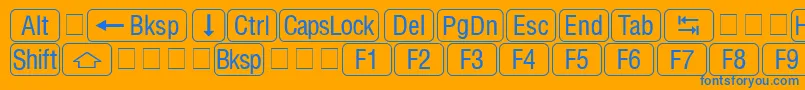 Czcionka RrkeycapsNormal – niebieskie czcionki na pomarańczowym tle