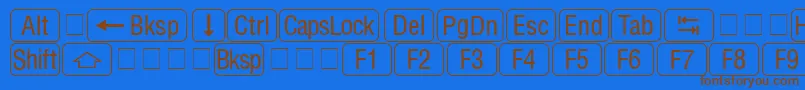 フォントRrkeycapsNormal – 茶色の文字が青い背景にあります。