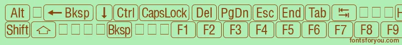 RrkeycapsNormal-fontti – ruskeat fontit vihreällä taustalla