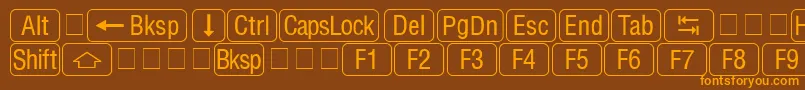 RrkeycapsNormal Font – Orange Fonts on Brown Background