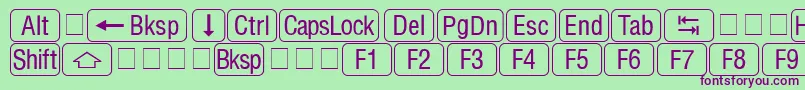 RrkeycapsNormal Font – Purple Fonts on Green Background