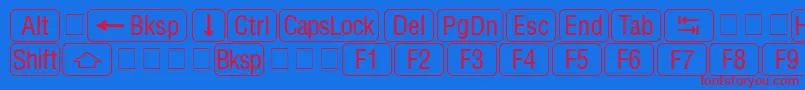 RrkeycapsNormal Font – Red Fonts on Blue Background