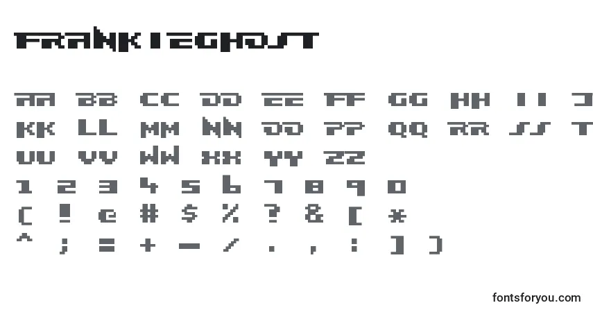 A fonte Frankieghost – alfabeto, números, caracteres especiais