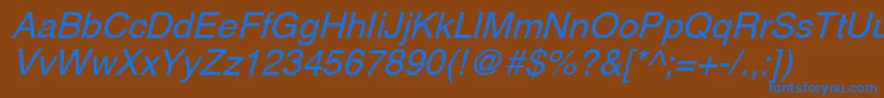 Czcionka AghlvcyrillicNormalItalic – niebieskie czcionki na brązowym tle