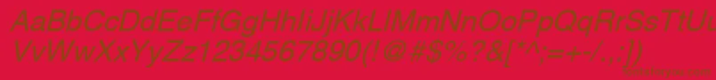 フォントAghlvcyrillicNormalItalic – 赤い背景に茶色の文字