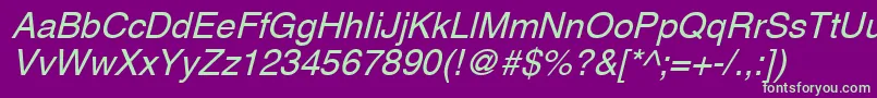 AghlvcyrillicNormalItalic Font – Green Fonts on Purple Background