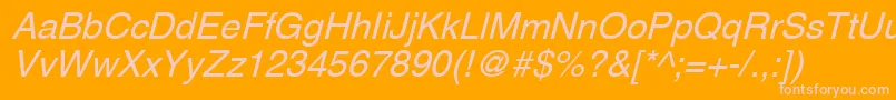 AghlvcyrillicNormalItalic-fontti – vaaleanpunaiset fontit oranssilla taustalla