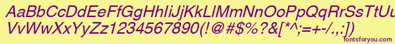 AghlvcyrillicNormalItalic Font – Purple Fonts on Yellow Background