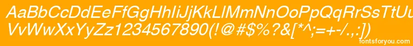 Czcionka AghlvcyrillicNormalItalic – białe czcionki na pomarańczowym tle