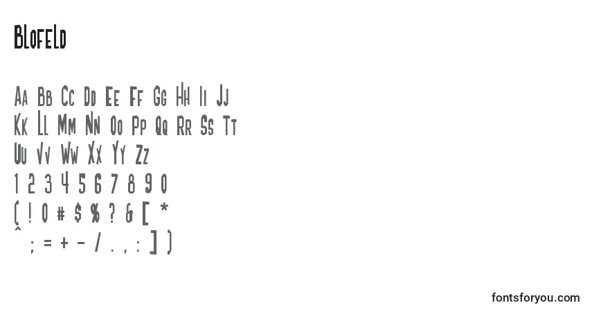 Schriftart Blofeld – Alphabet, Zahlen, spezielle Symbole