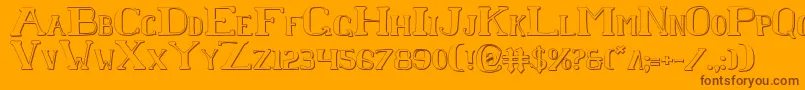 ChardinDoihleShadow-Schriftart – Braune Schriften auf orangefarbenem Hintergrund