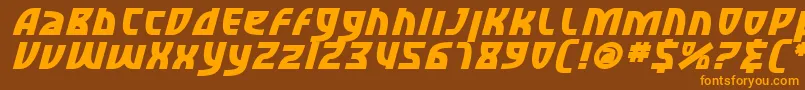 フォントSfRetroesqueBoldItalic – オレンジ色の文字が茶色の背景にあります。