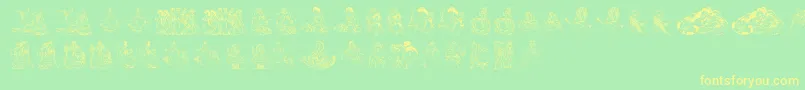 Princes-Schriftart – Gelbe Schriften auf grünem Hintergrund